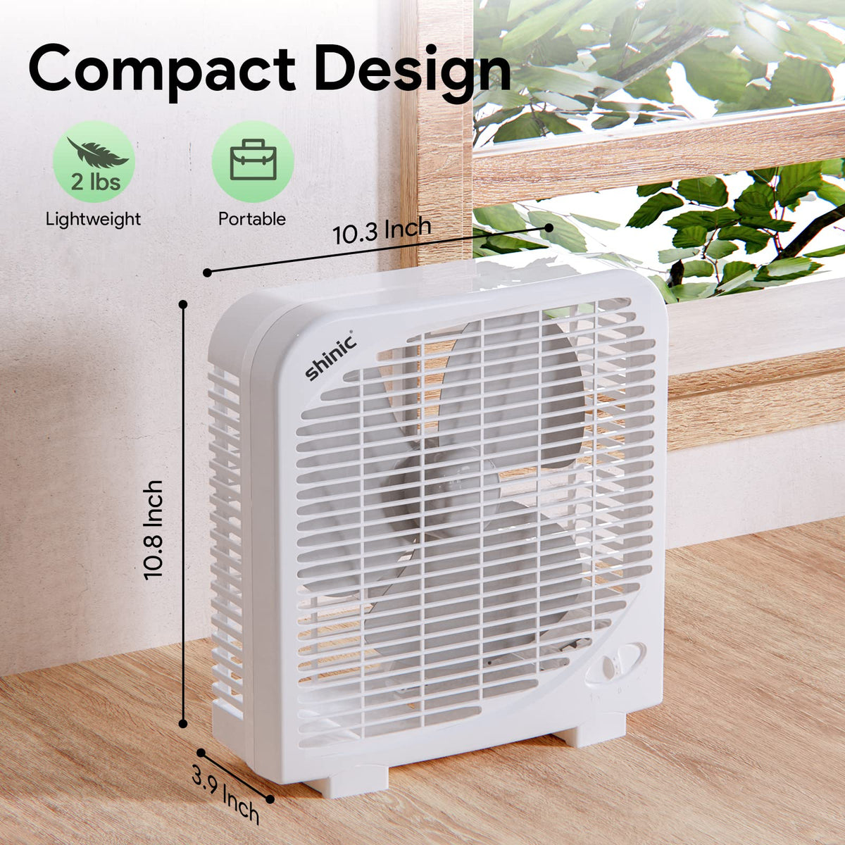 2 Packs 10" Tabletop Box Fan, 2 Speeds, White E3454