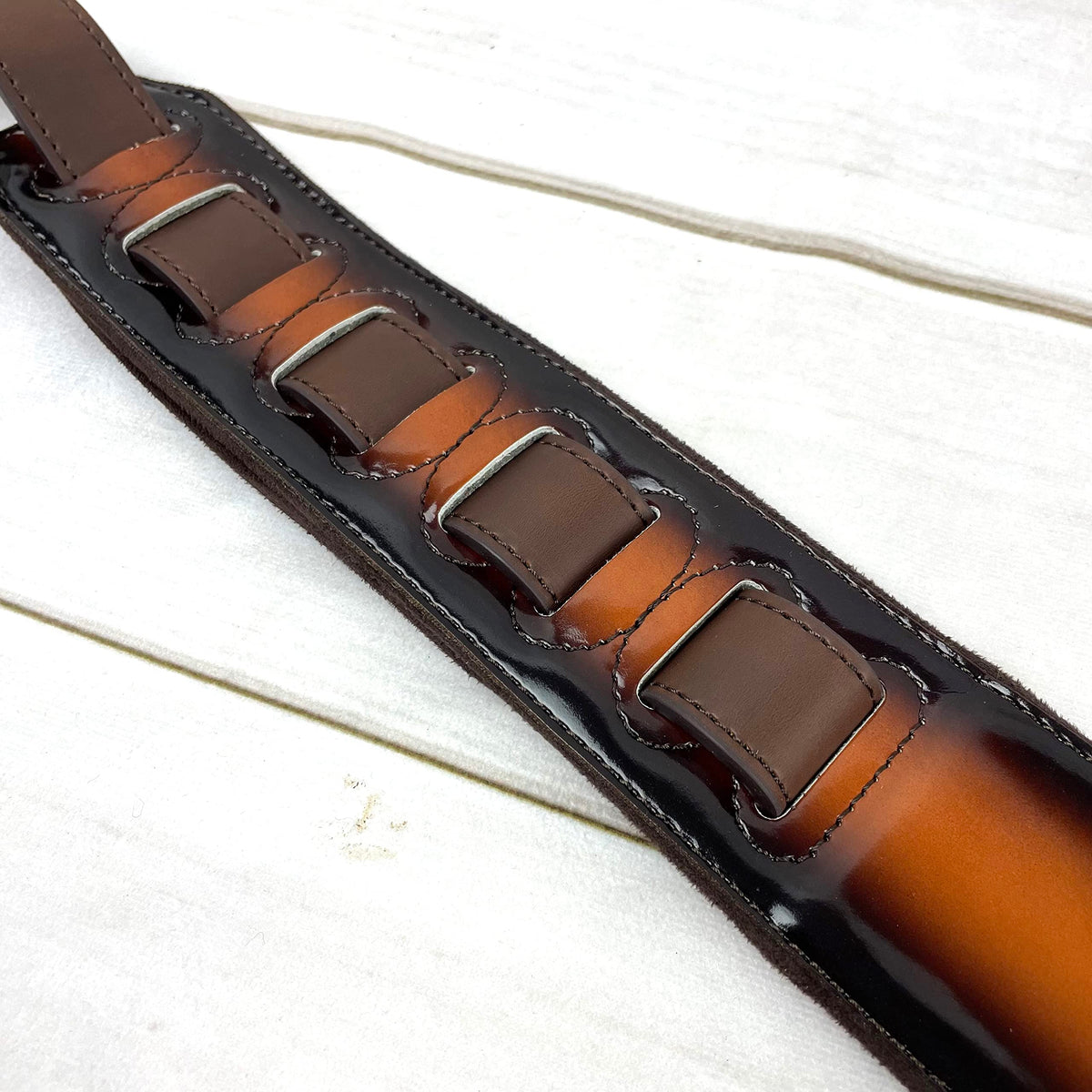 Sunburst Finish Guitar Strap with Pick Pockets & Padded Velour Back C526303