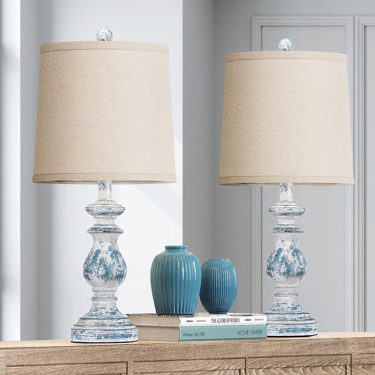 Set of 2 Table Lamps with Linen Shades B484