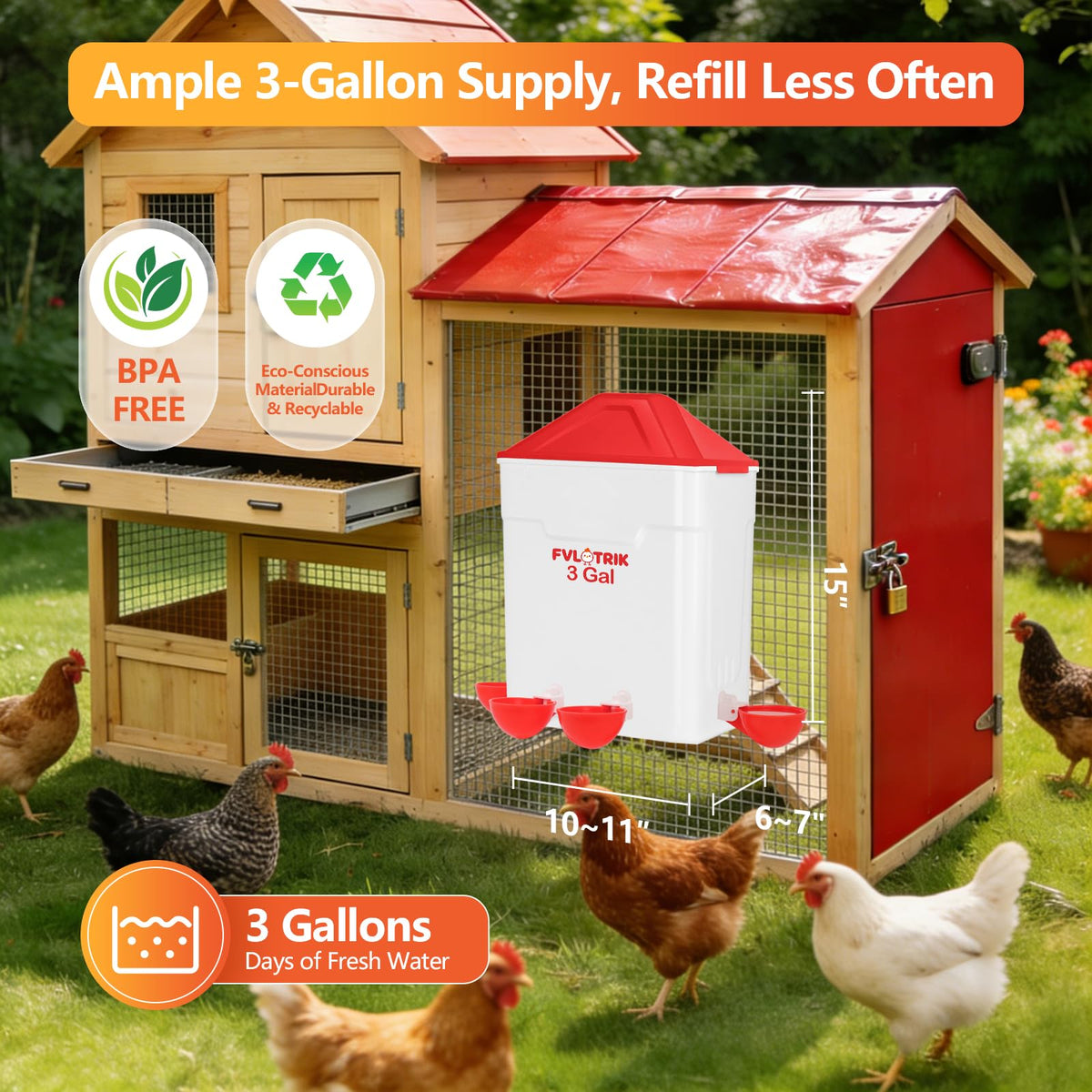 3 Gallon Chicken Waterer and Feeder Set F8512