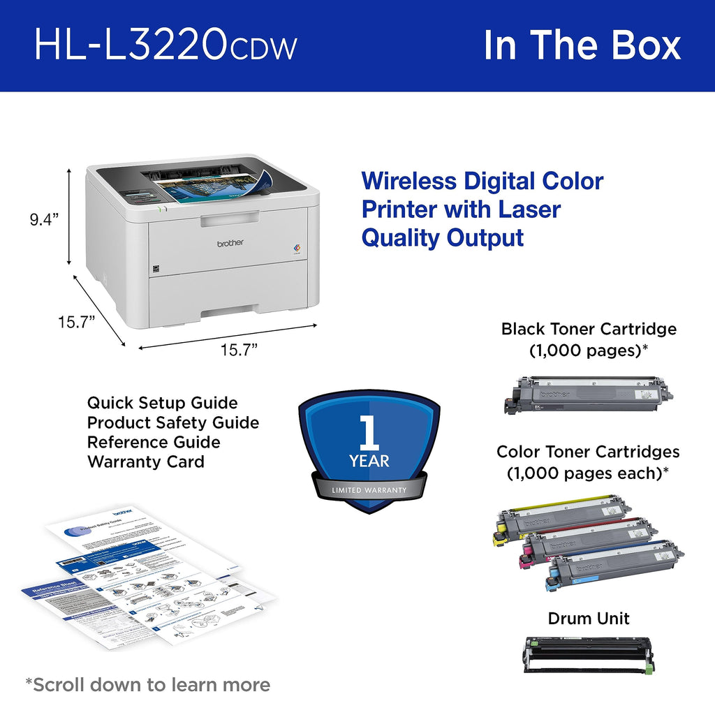 Color Laser Printer with Wireless Printing, Duplex, 250-Sheet Paper Tray S8911