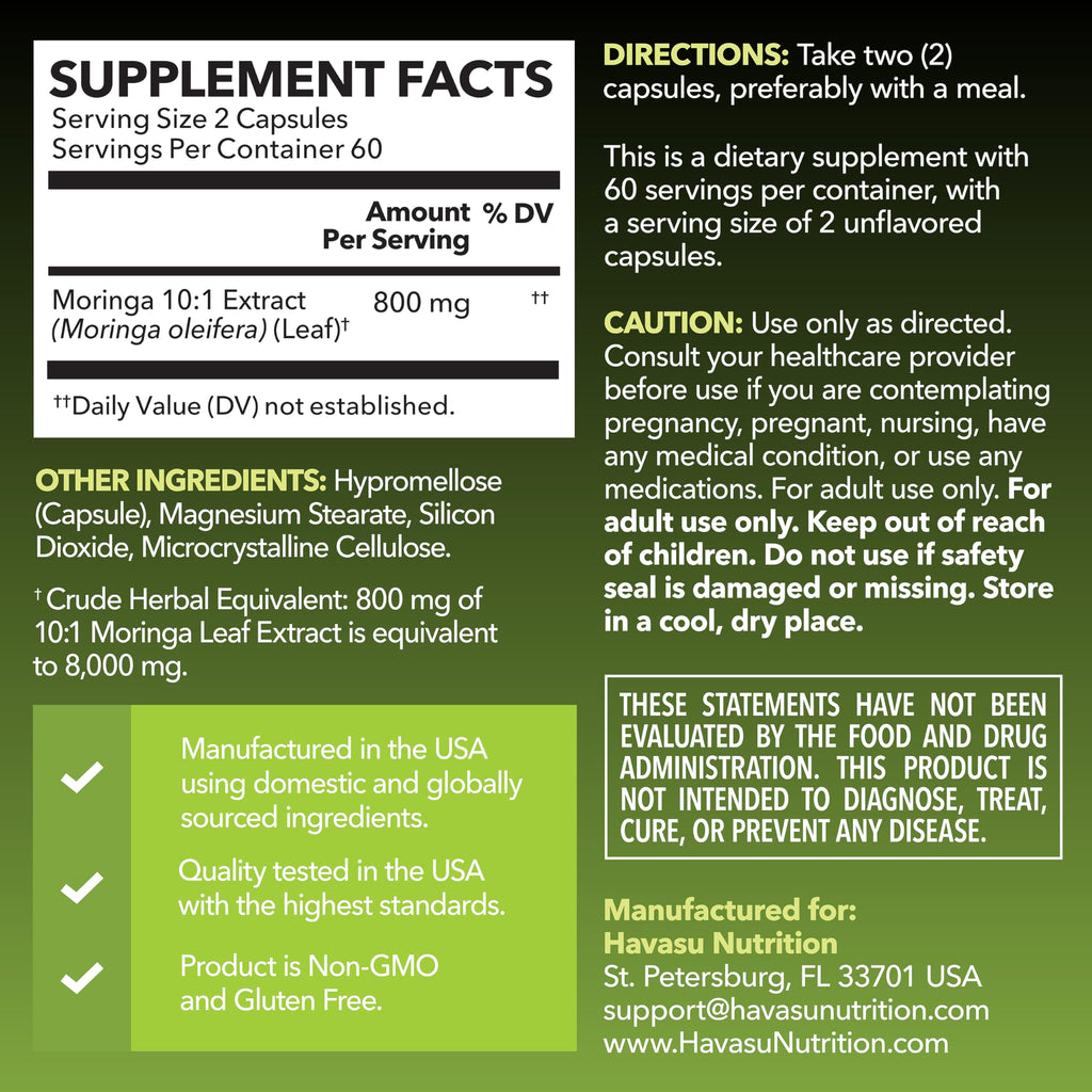 Moringa Capsules 800mg 120 Count W1309
