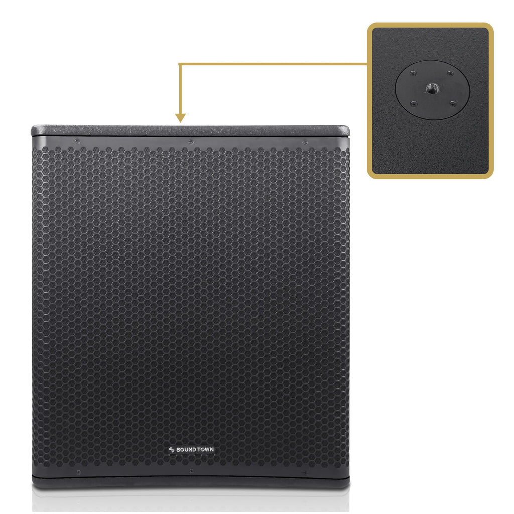 18" 1600W Powered PA/DJ Subwoofer with Class-D Amplifier, Birch Plywood, Black R6205