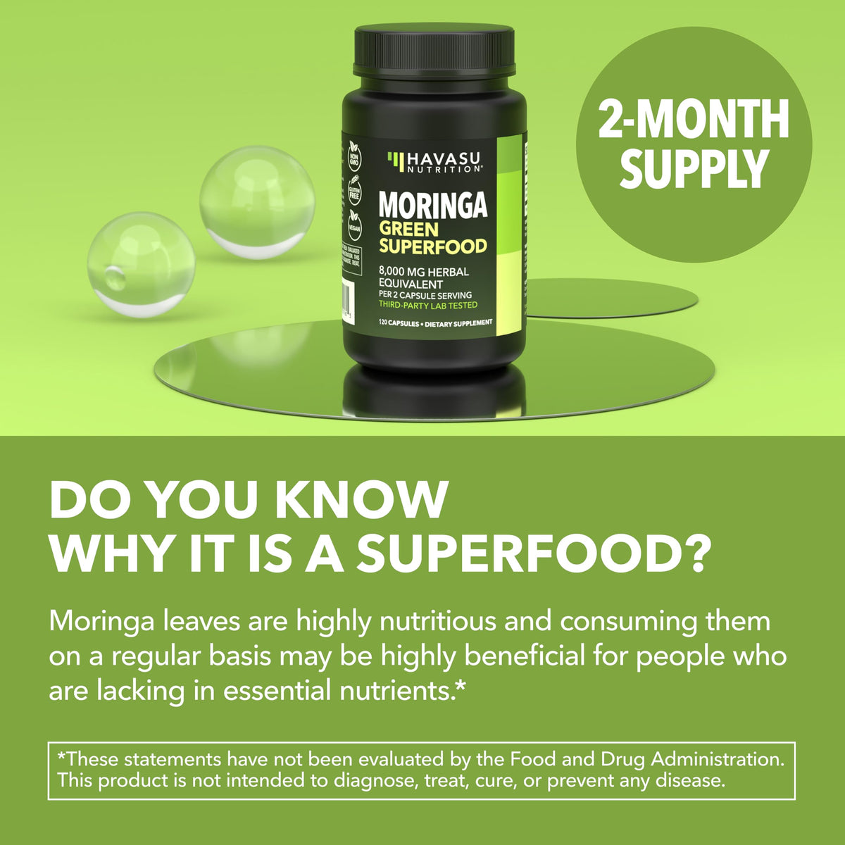 Moringa Capsules 800mg 120 Count W1309