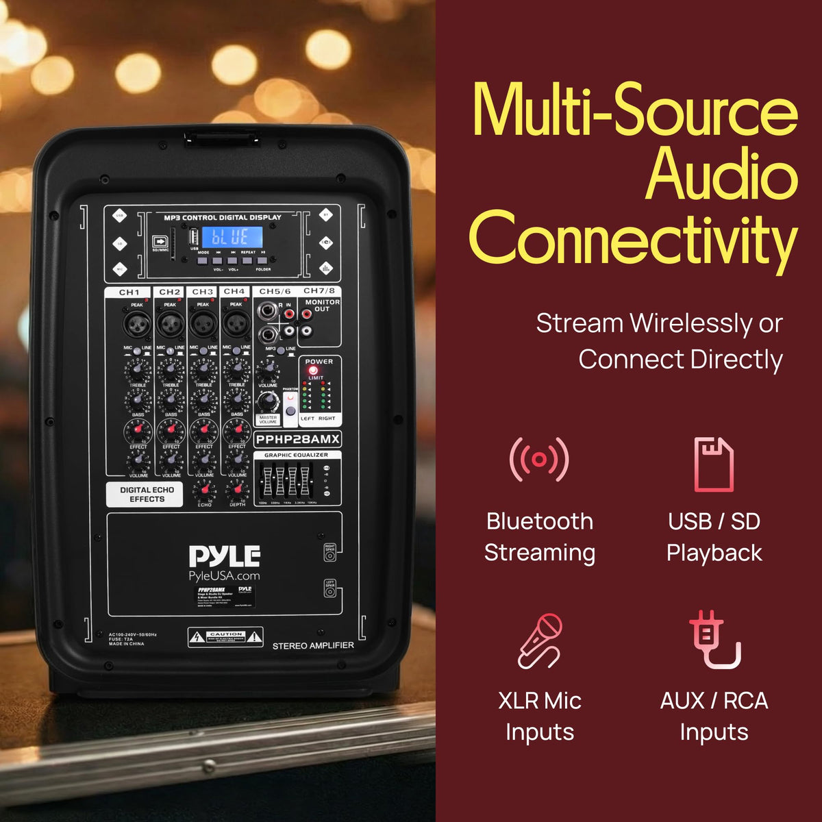 300 W Portable Wireless Bluetooth PA Speaker DJ Mixer Bundle F970
