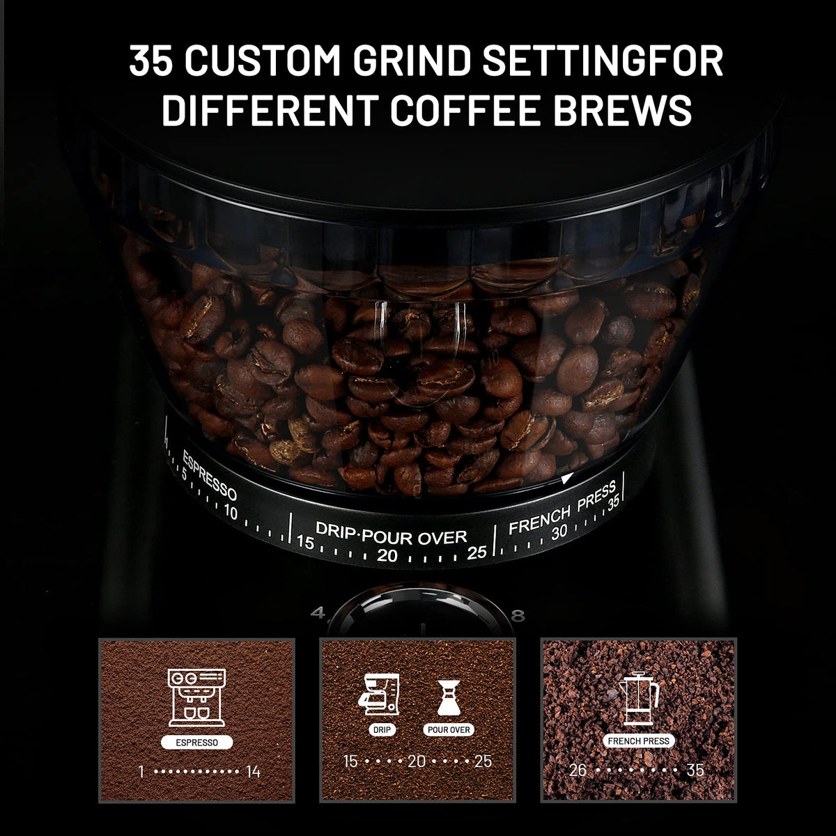 Electric Conical Burr Coffee Grinder with 35 Adjustable Grind Settings R85534