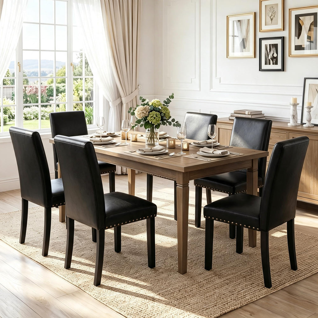 Black PU Leather Dining Chairs Set of 6 R7953