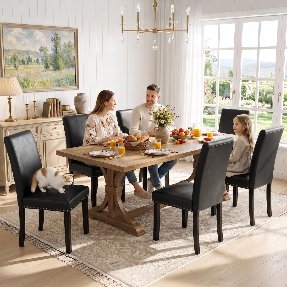 Black PU Leather Dining Chairs Set of 6 R7953