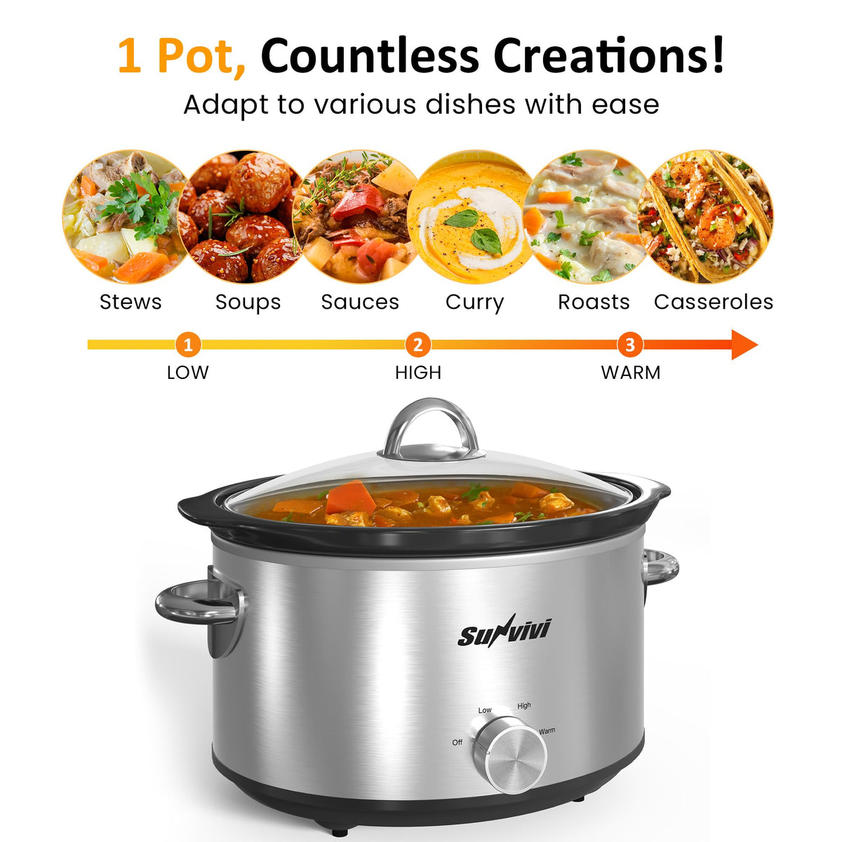 Small 4QT Slow Cooker with Ceramic Pot G406653