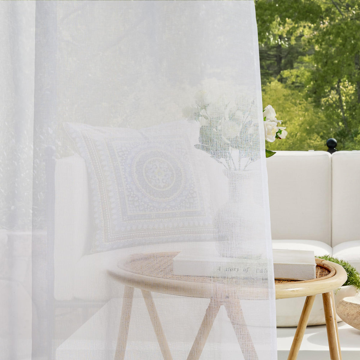 Waterproof Semi-Sheer Outdoor Curtains L528599