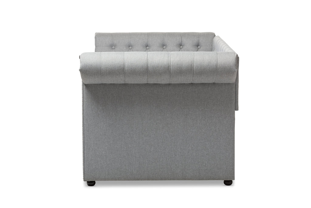 Light Beige Fabric Trundle Daybed W367