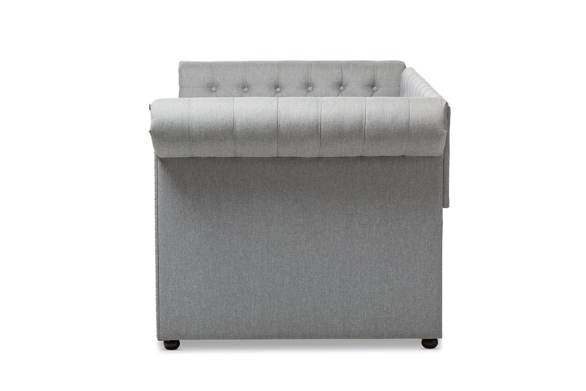 Light Beige Fabric Trundle Daybed W367