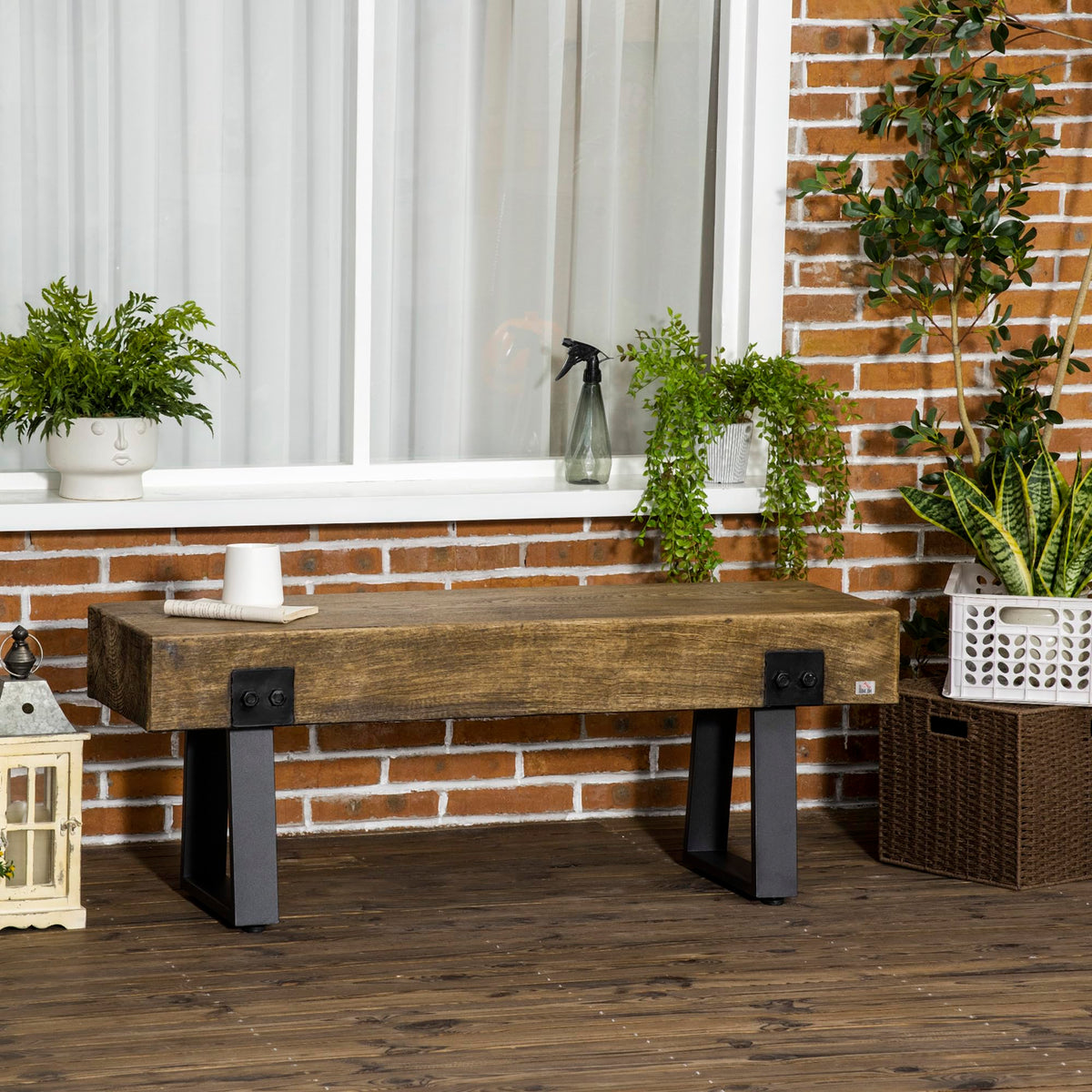 48" Outdoor Bench with Metal Legs F742240