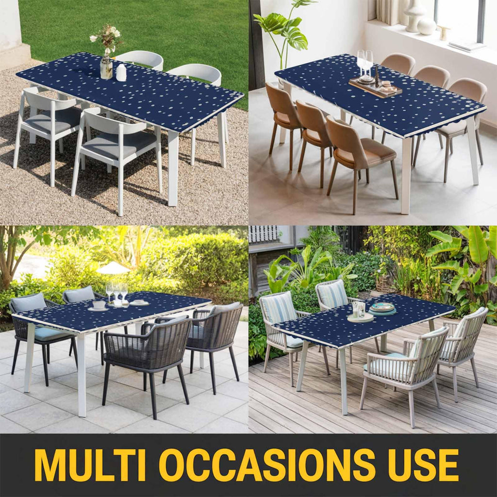 Silver Speckle Fitted Rectangle Tablecloth 32" x 72" Navy Blue Elastic Waterproof Table Cover M620