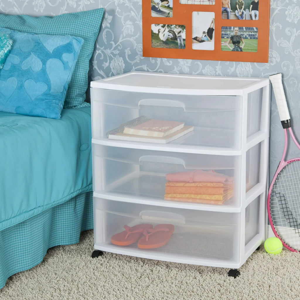 Plastic Storage Drawer Cart with 3 Clear Drawers X720
