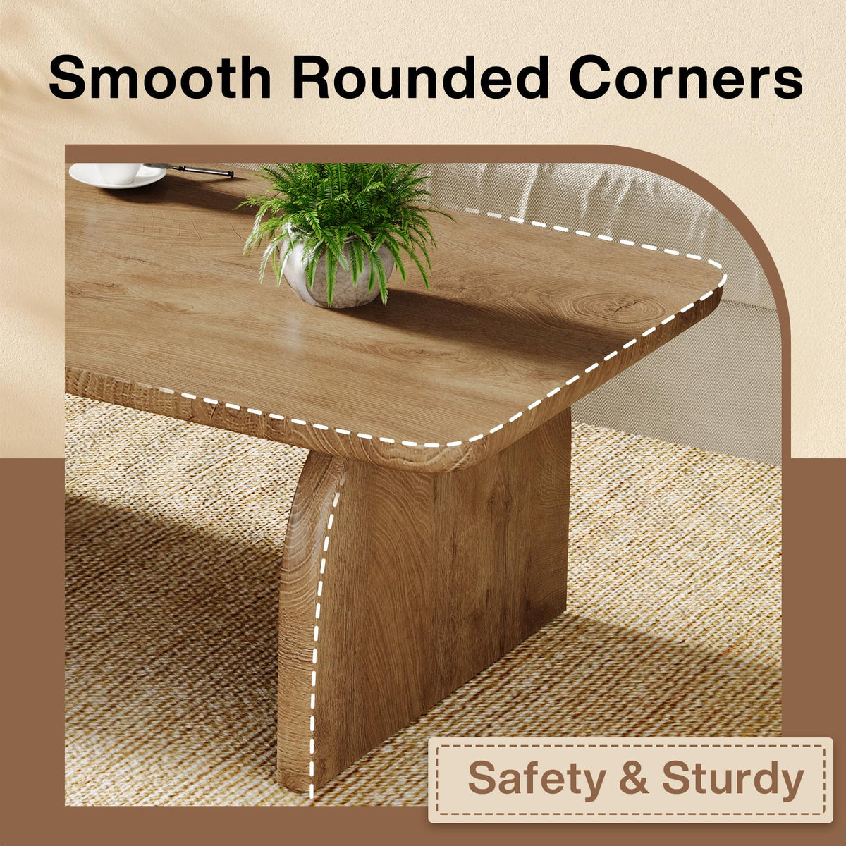 47-Inch Natural Brown Wood Coffee Table O55945