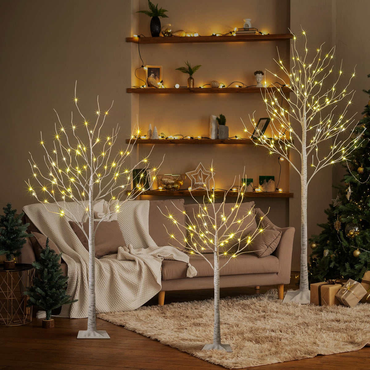 LED Birch Tree Light Set 4ft 6ft 8ft Warm White 3-Pack B242