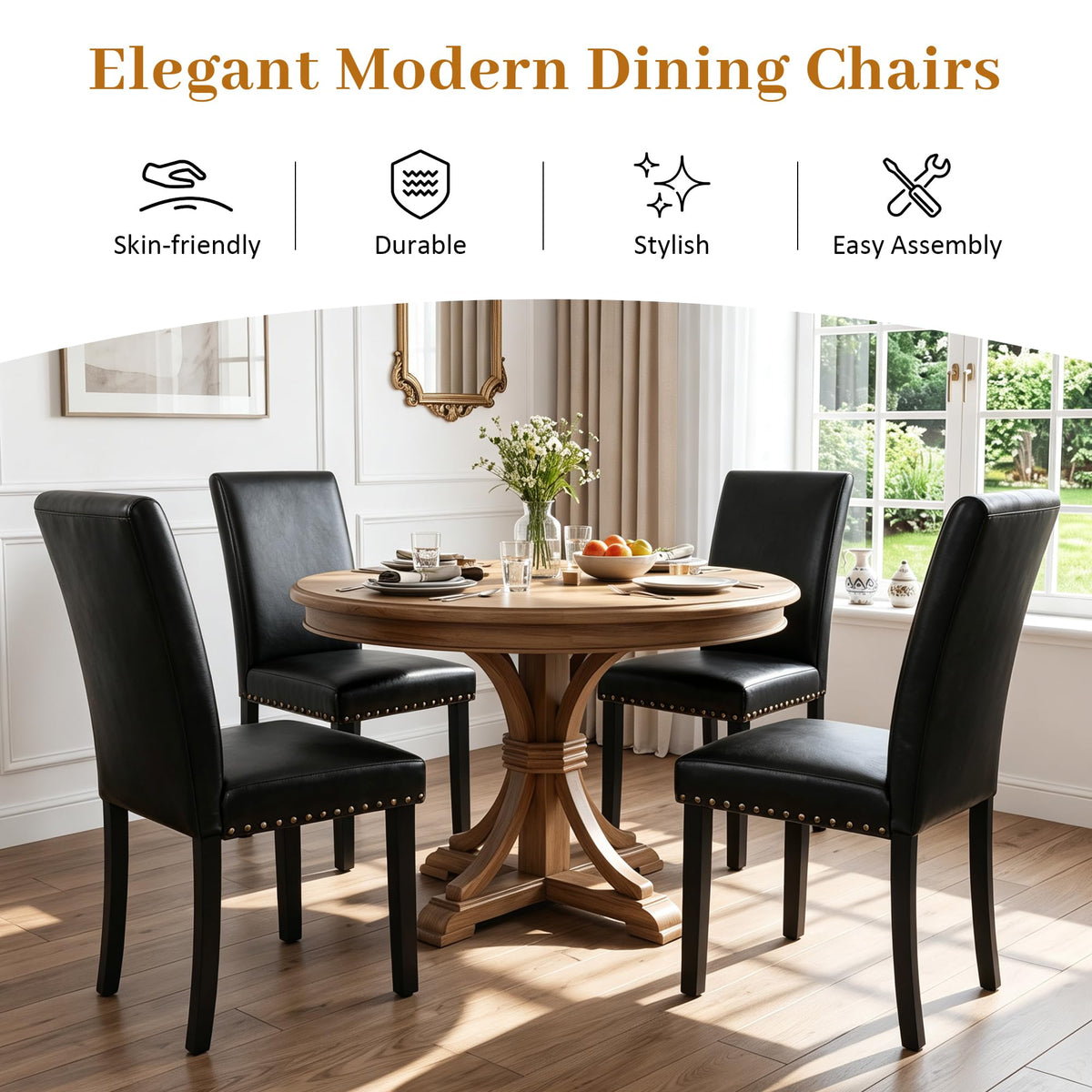 Black PU Leather Dining Chairs Set of 6 R7953
