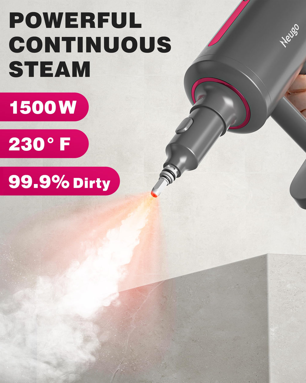 7in1 Handheld Steam Mop 1500W 23ft Cord D850678