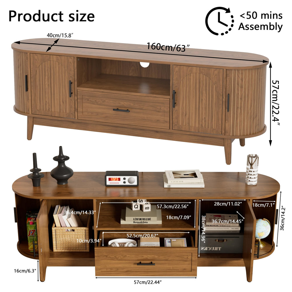 63" Fluted TV Stand with Drawers S52861