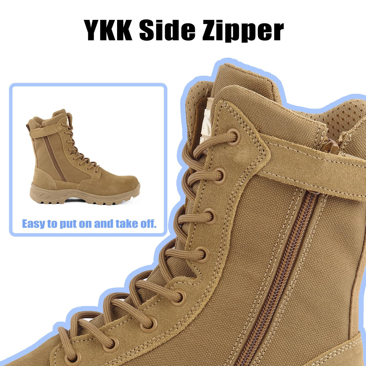 Lightweight Tactical Boots with Side Zipper R8996