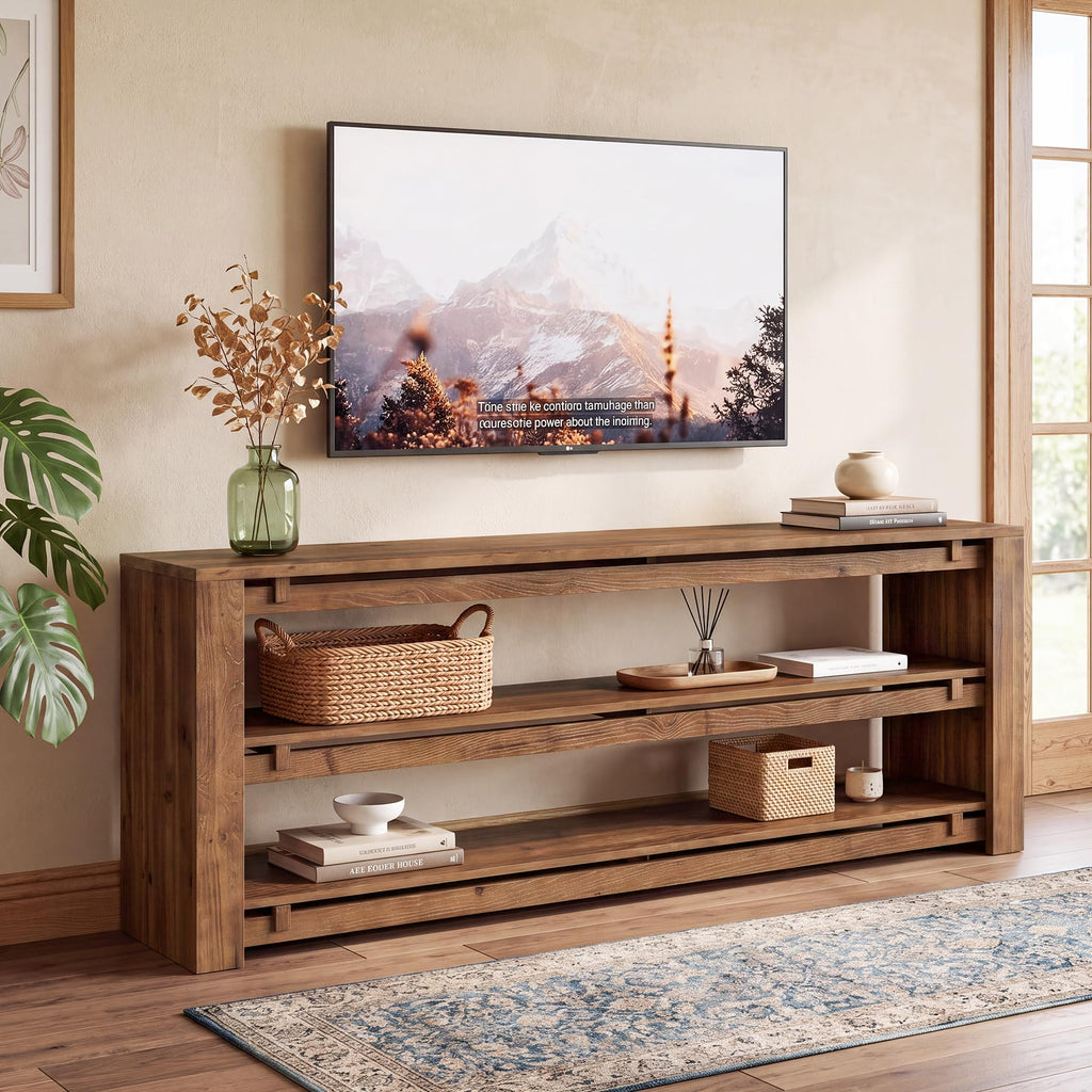 63" Solid Wood 3-Tier TV Stand H552