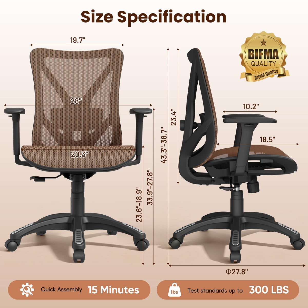 Ergonomic Mesh Office Chair with Adjustable Lumbar Support J328