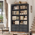 71" Tall Black Bookshelf with 4 Drawers B1104