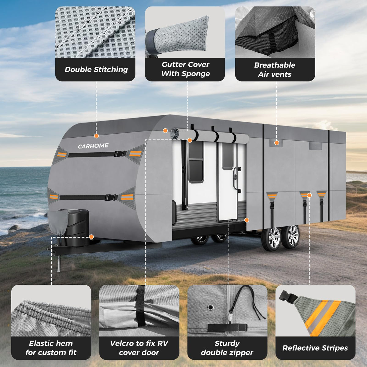 30-33FT 9 Layers Waterproof Travel Trailer RV Cover V206930
