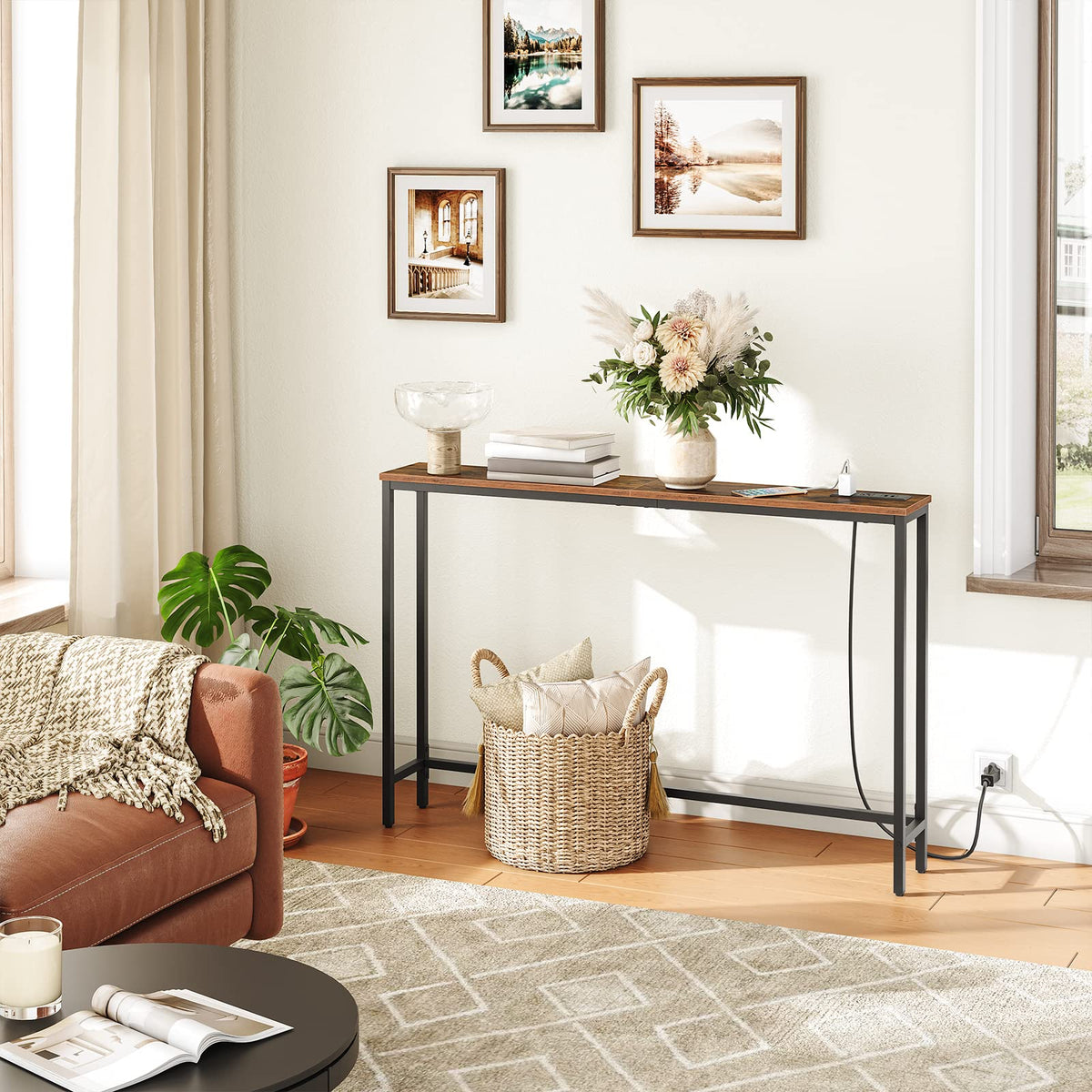 47.2" Narrow Console Table with Power Outlet N95489