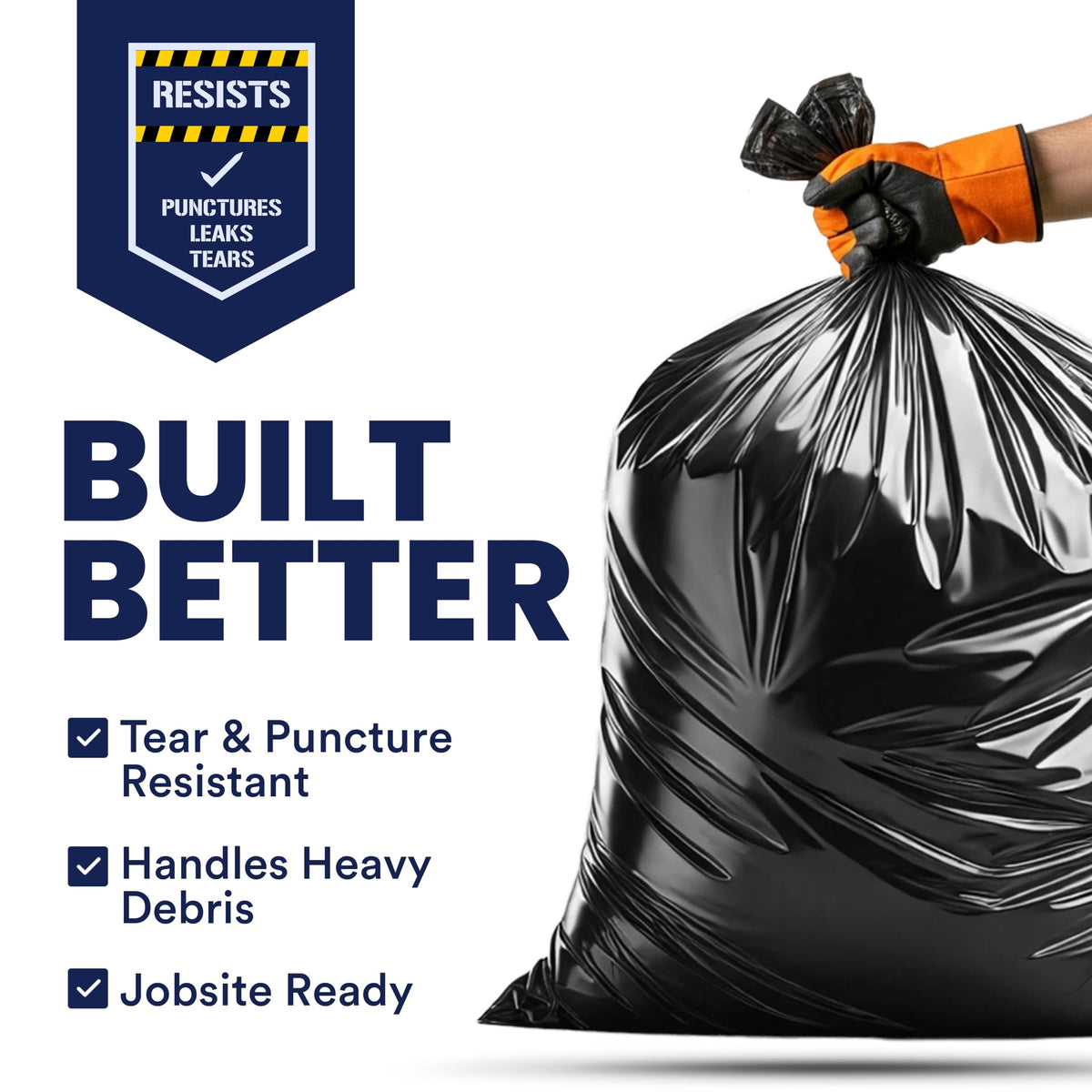 42 Gallon Black Heavy Duty Trash Bags 25 Count S254