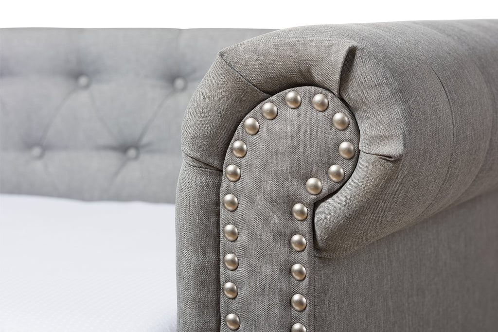 Light Beige Fabric Trundle Daybed W367