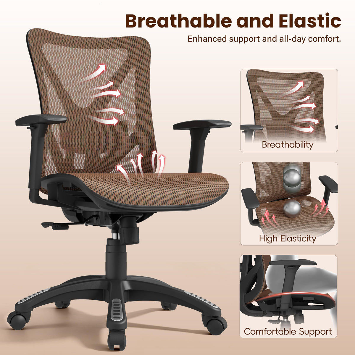 Ergonomic Mesh Office Chair with Adjustable Lumbar Support J328
