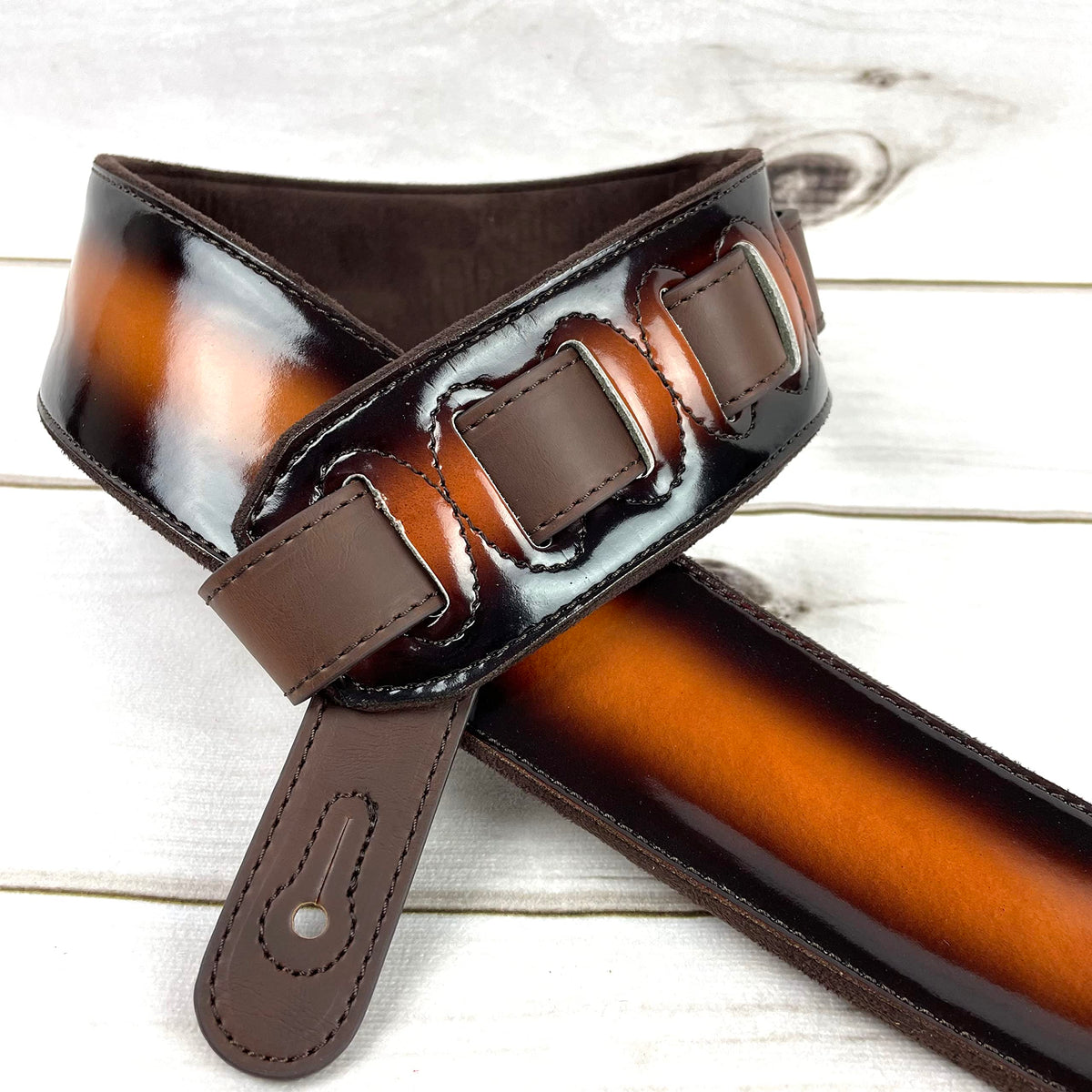 Sunburst Finish Guitar Strap with Pick Pockets & Padded Velour Back C526303