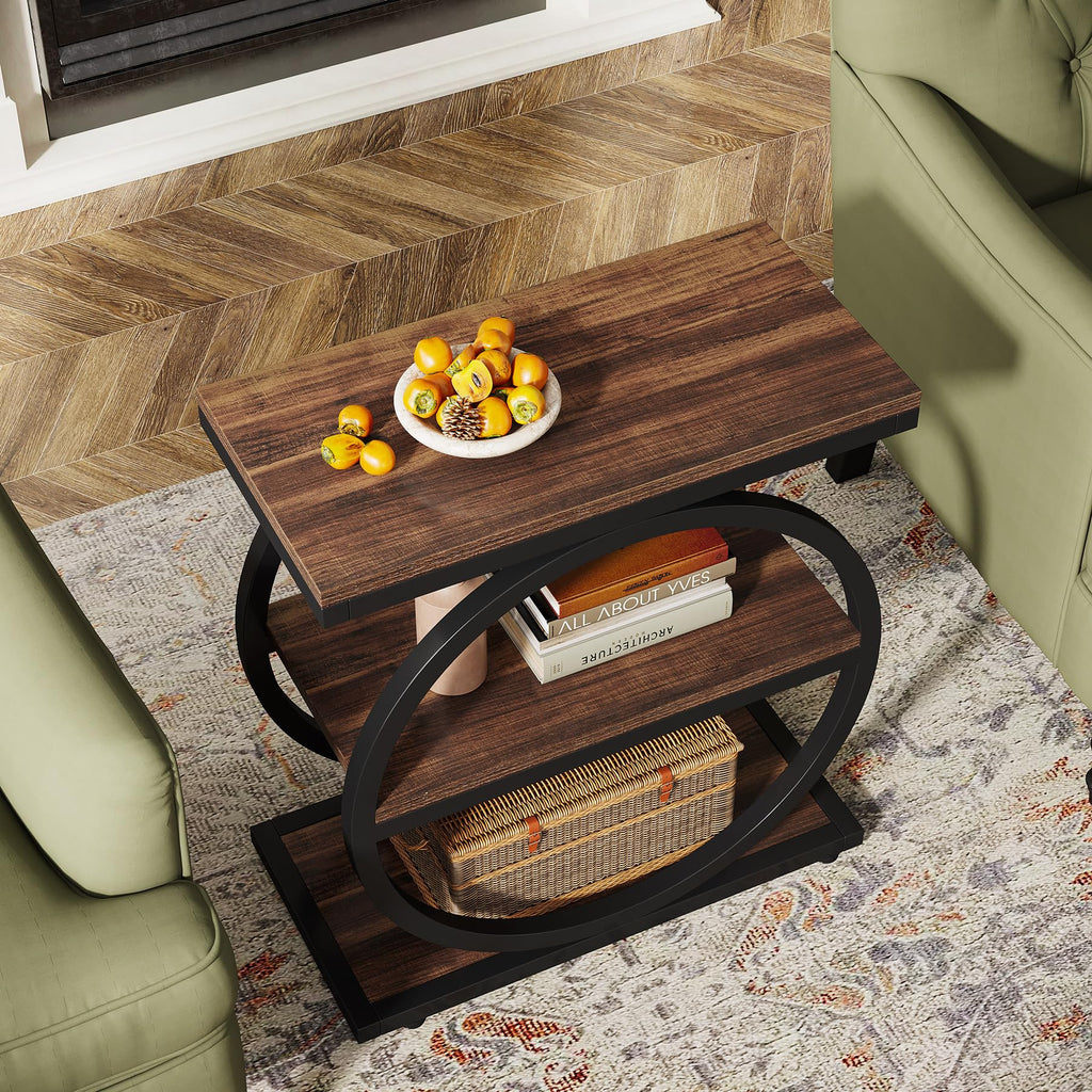 Narrow End Table with 3 Storage Shelves A316