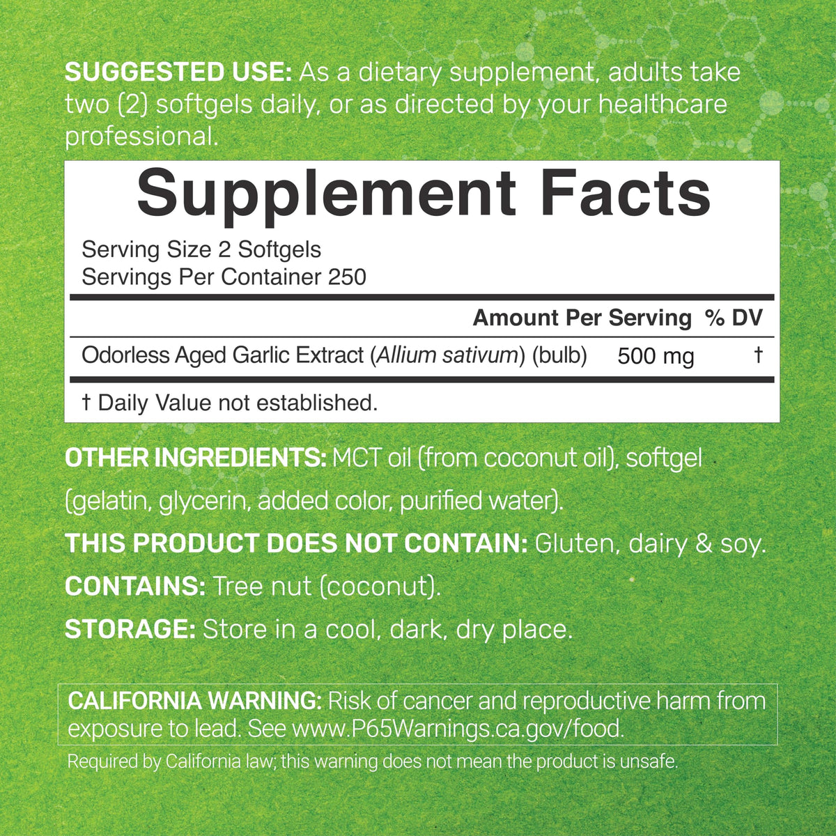 Aged Garlic Extract 500 Softgels X82698