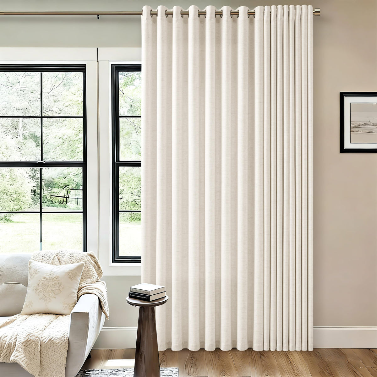 Linen 100 Inch Wide 84 Inch Length Ivory Curtains I4302