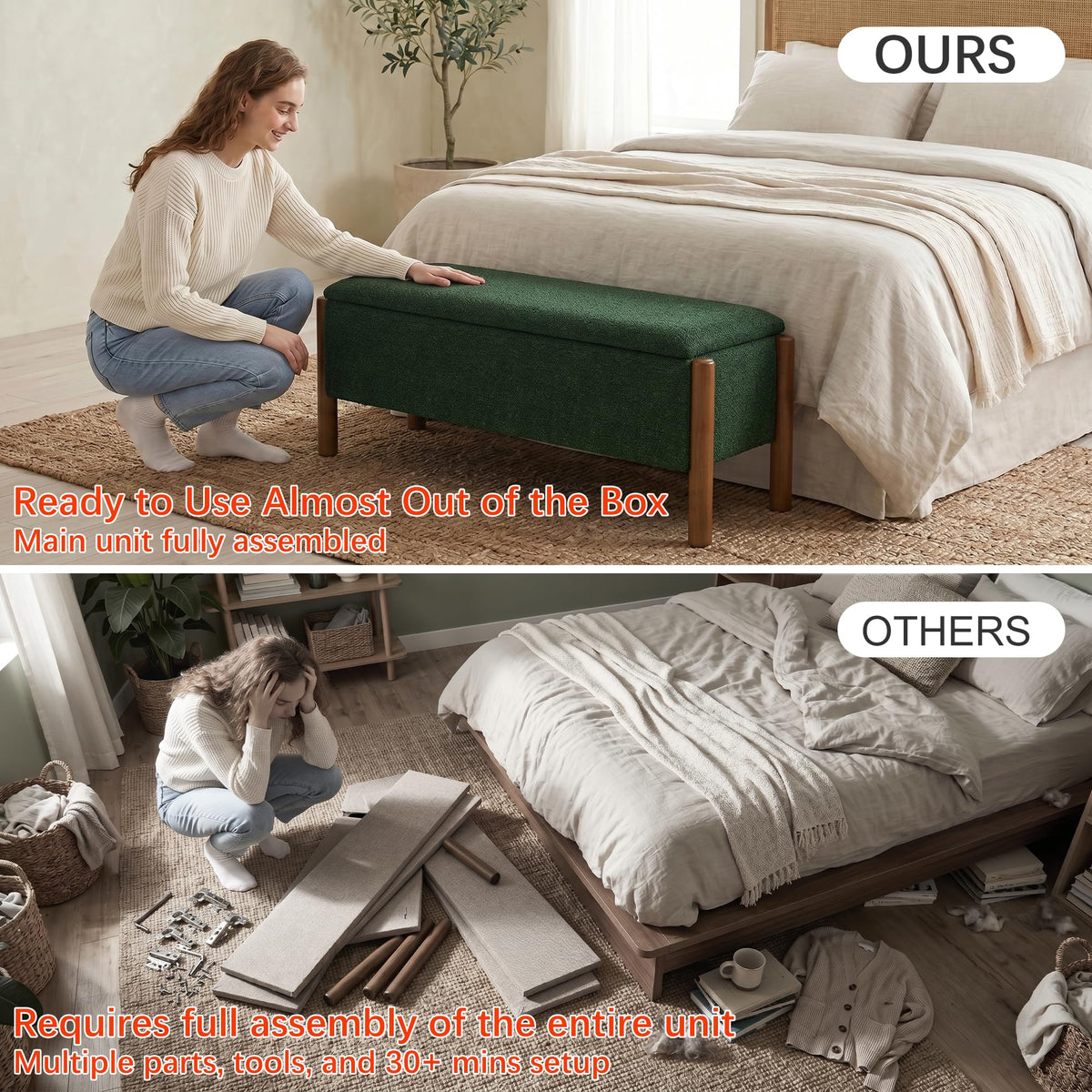 Green Fabric Upholstered Storage Bench P253714