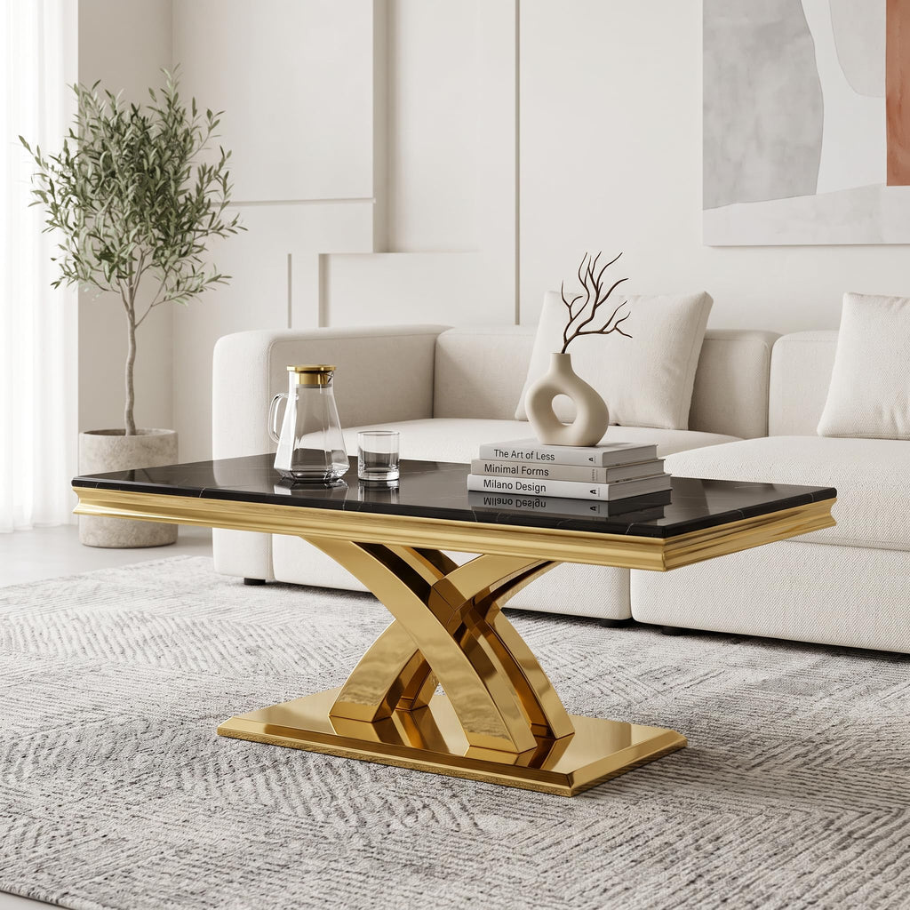 Black and Gold Coffee Table Set of 2 D3329