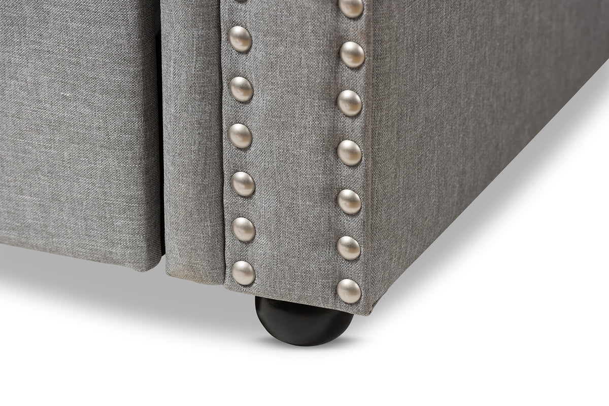 Light Beige Fabric Trundle Daybed W367