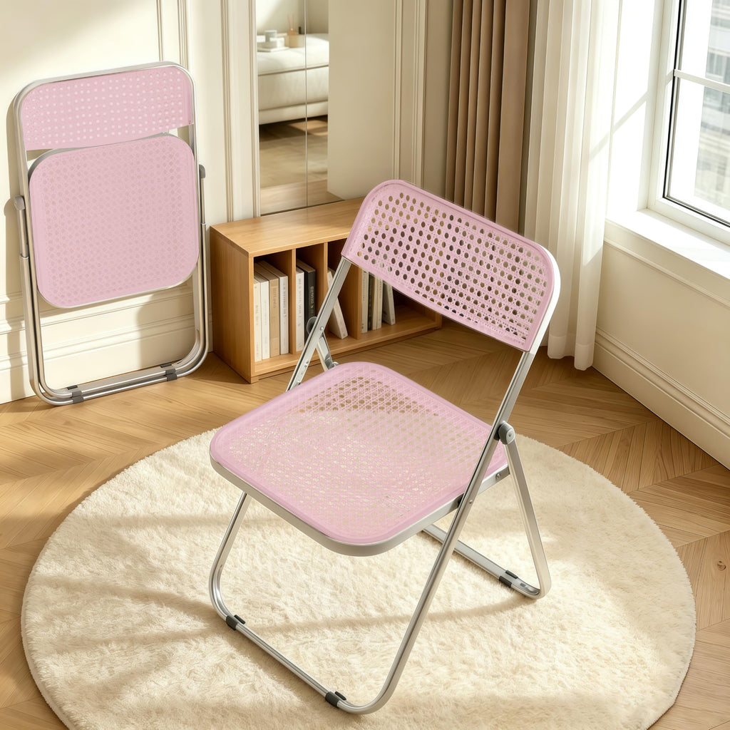 Folding Chairs 300lb Capacity Steel Frame 2-Pack Pink A36936