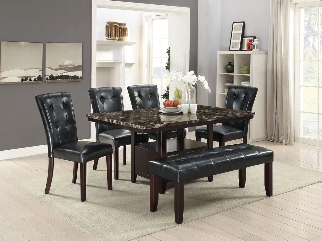 Black Faux Leather Tufted Parson Chairs Set of 2 R857