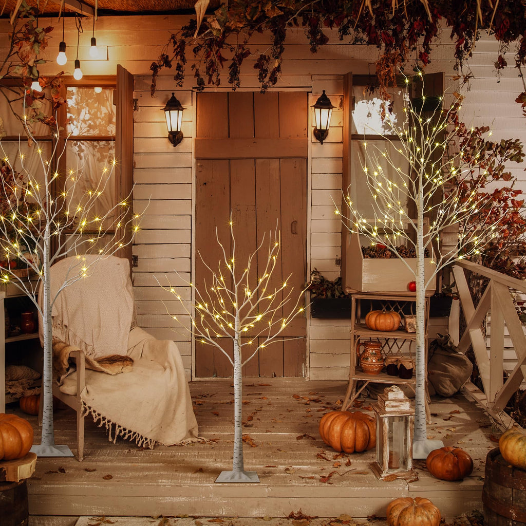 LED Birch Tree Light Set 4ft 6ft 8ft Warm White 3-Pack B242