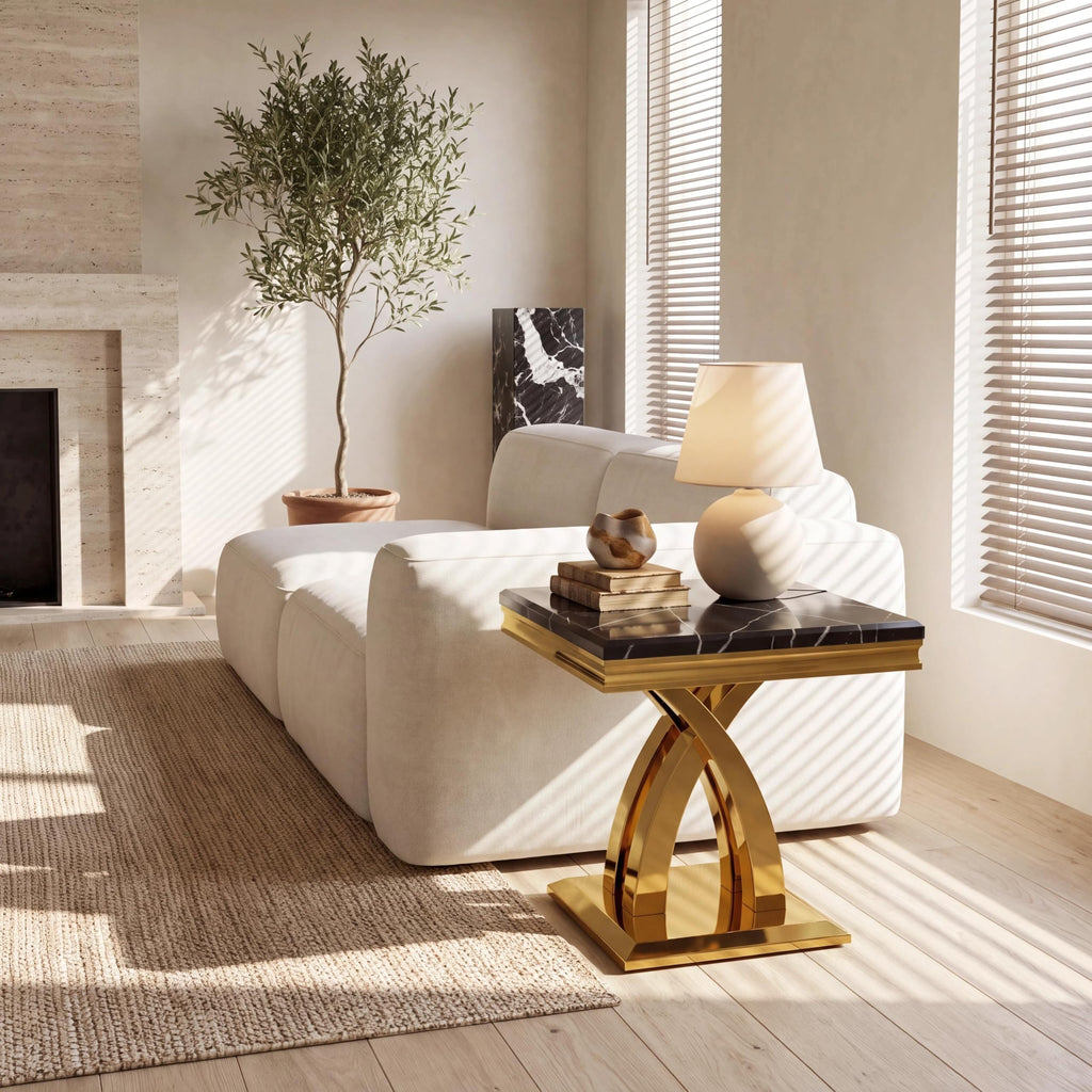 Black and Gold Coffee Table Set of 2 D3329