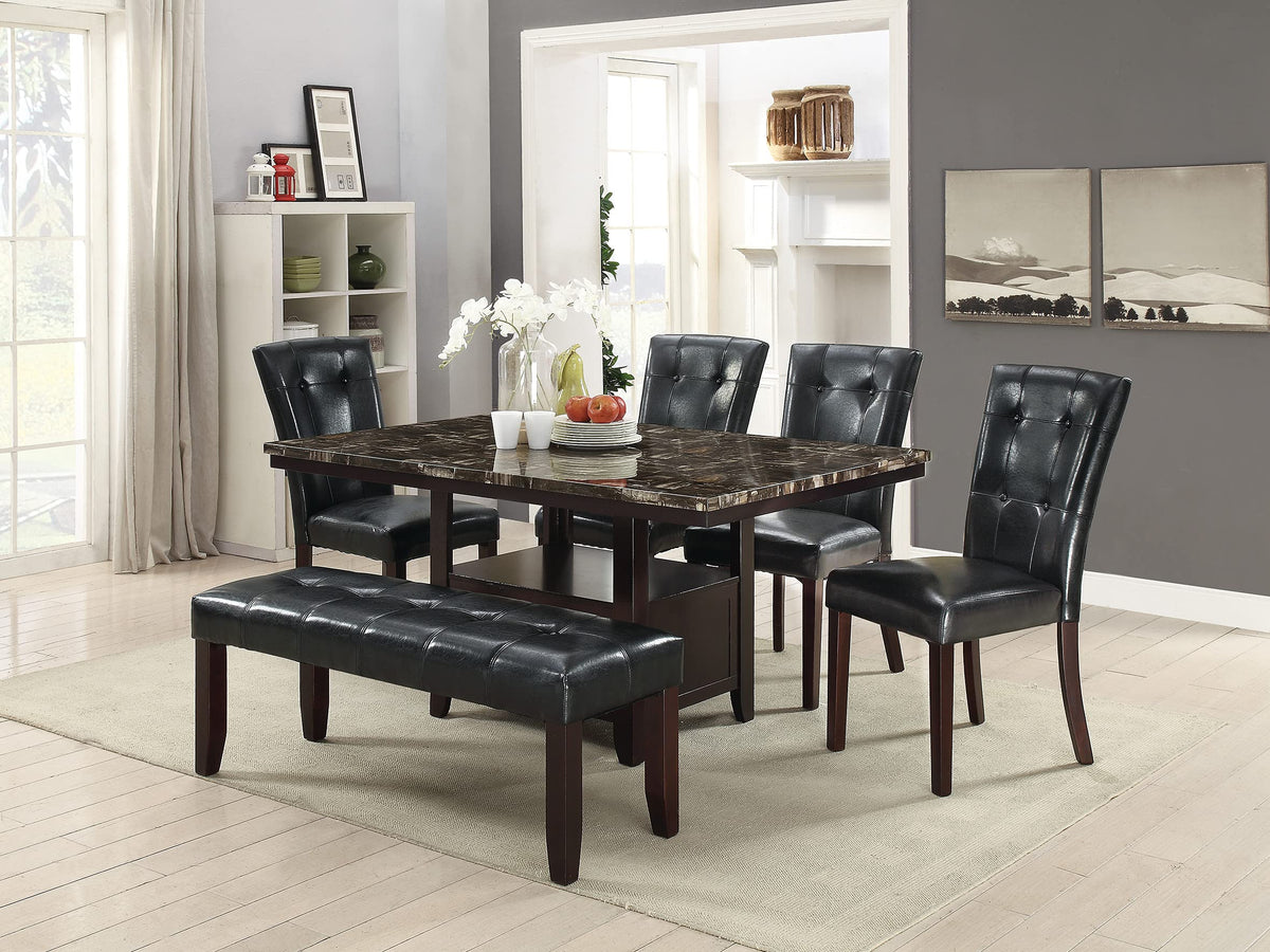 Black Faux Leather Tufted Parson Chairs Set of 2 R857