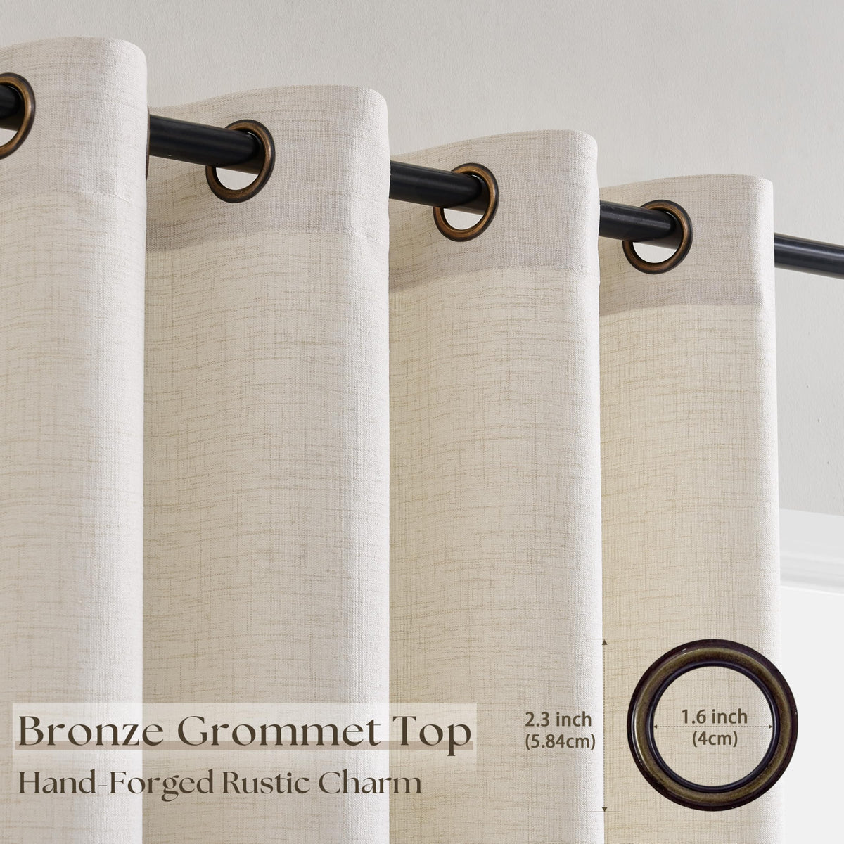 Linen 100 Inch Wide 84 Inch Length Ivory Curtains I4302
