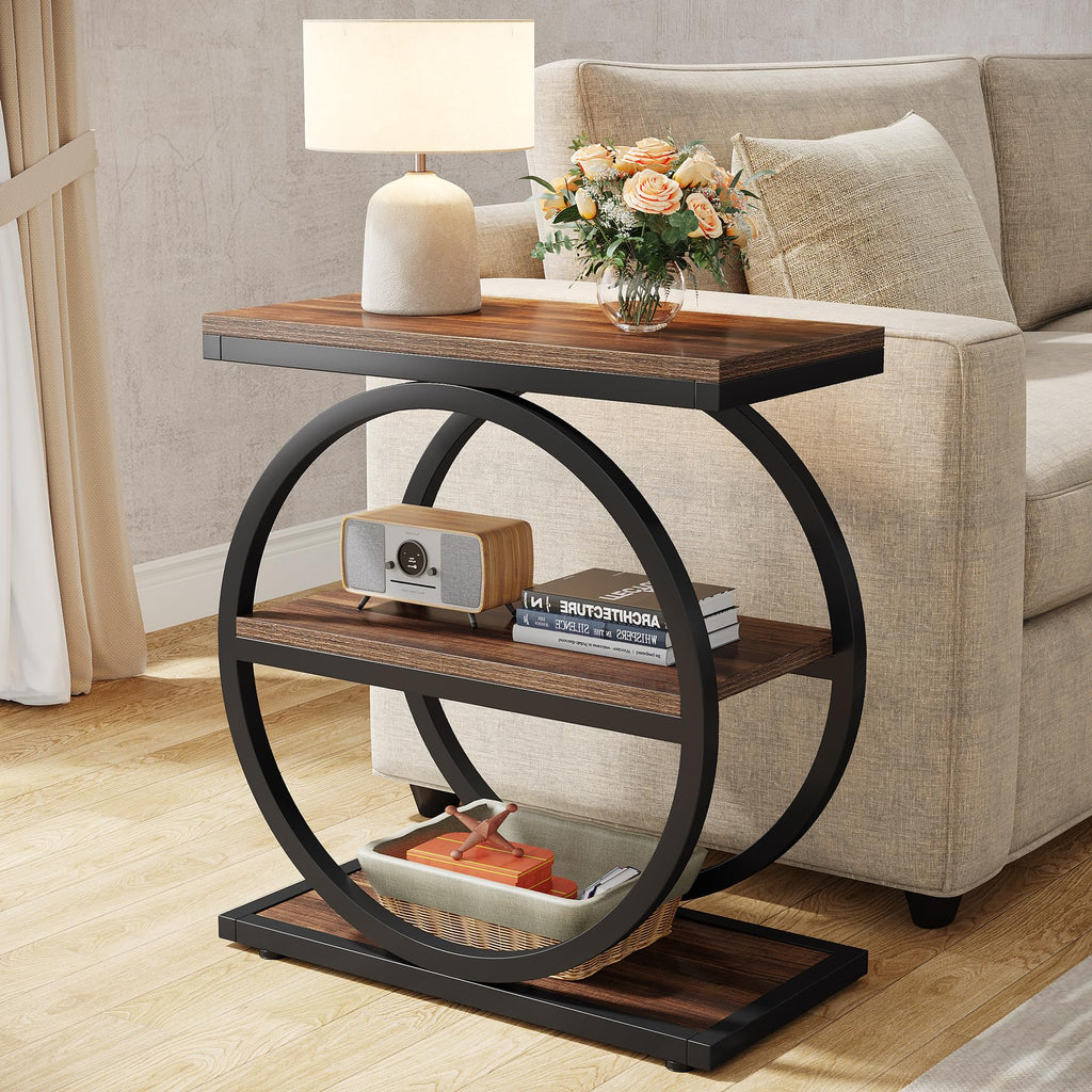 Narrow End Table with 3 Storage Shelves A316