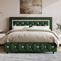Green Faux Leather Upholstered Bed Frame with Headboard O7586