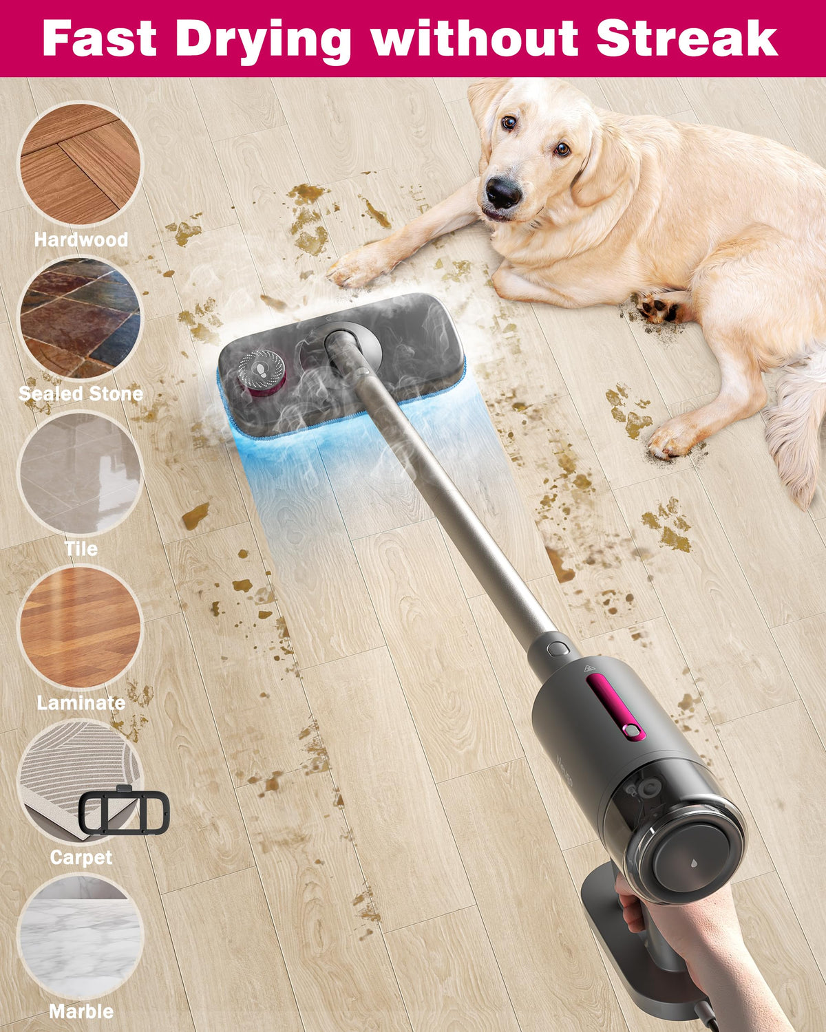 7in1 Handheld Steam Mop 1500W 23ft Cord D850678