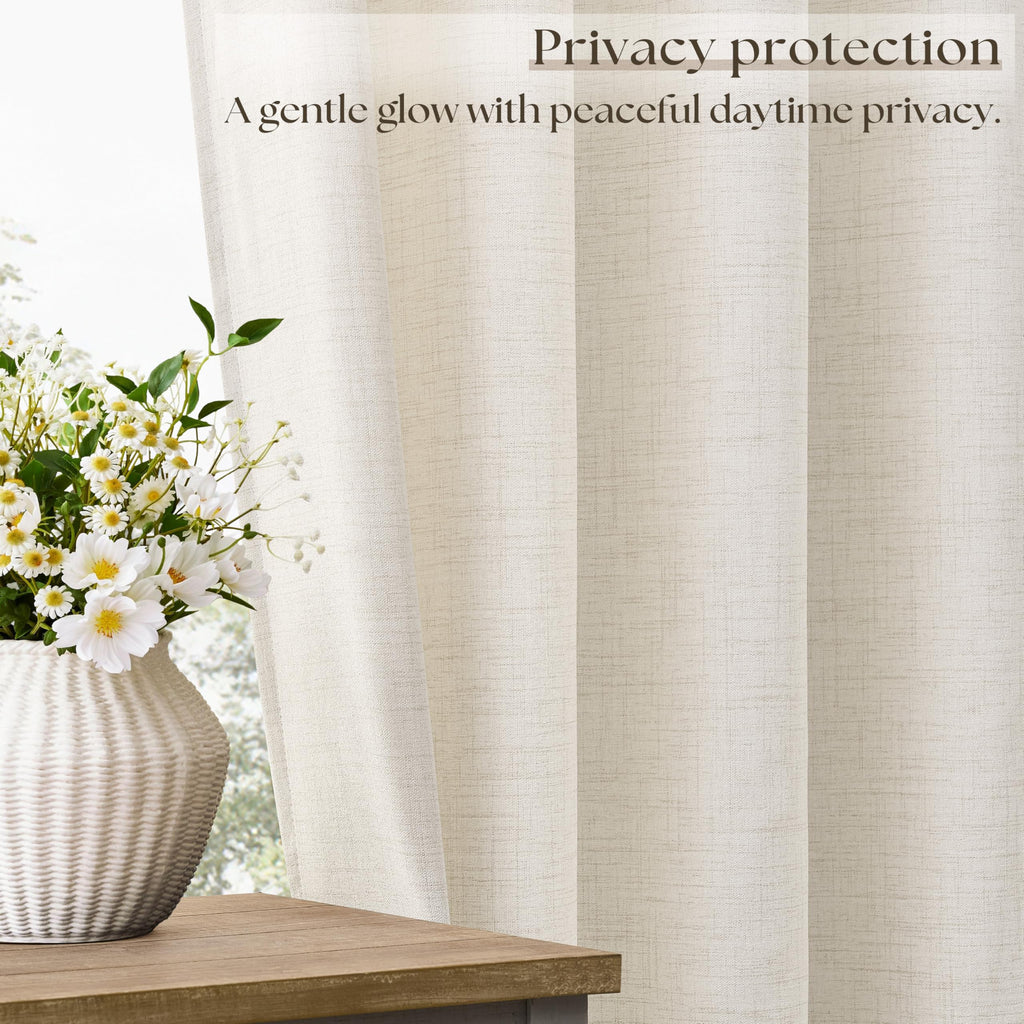 Linen 100 Inch Wide 84 Inch Length Ivory Curtains I4302